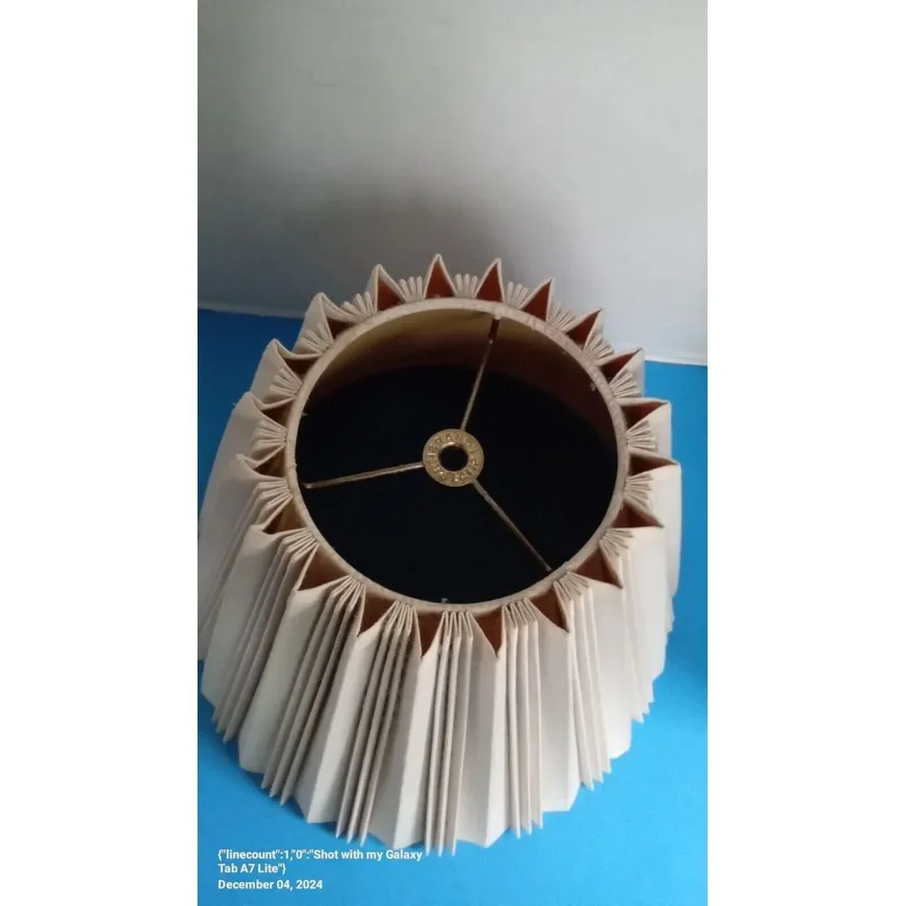Vintage Pleated Lamp Shade‎ Conical Cream White Traditional Table Lamp Lighting